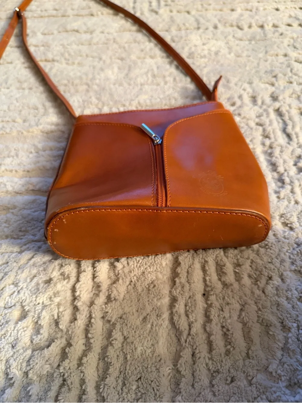 Borse in Pelle Women's Genuine Leather Crossbody Bag Cognac Brown Made in Italy